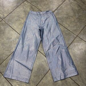 Habitual Girls Sz 14 Wide Leg High Rise Metallic Jeans Like New Comfy Stylist
